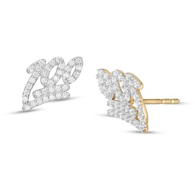 Cubic Zirconia "100" Emoji Stud Earrings in 10K Gold