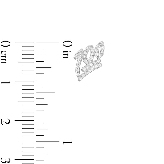 Cubic Zirconia "100" Emoji Stud Earrings in 10K Gold