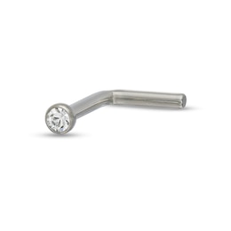 Titanium Crystal Bezel-Set L-Shaped Nose Stud - 18G 1/4"