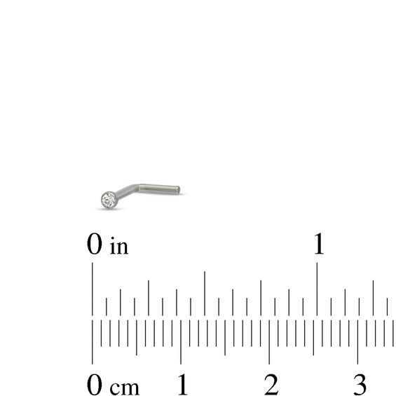 Titanium Crystal Bezel-Set L-Shaped Nose Stud
