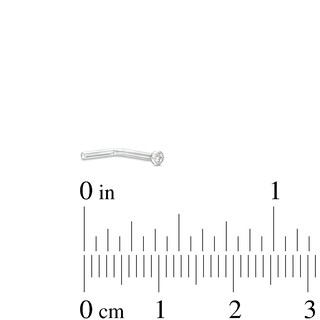 Solid Titanium Crystal Bezel-Set L-Shaped Nose Stud - 18G 5/16"