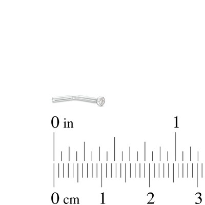 Solid Titanium Crystal Bezel-Set L-Shaped Nose Stud - 18G 5/16"