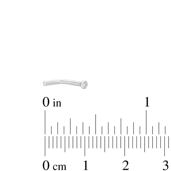 Solid Titanium Crystal Bezel-Set L-Shaped Nose Stud - 18G 5/16"