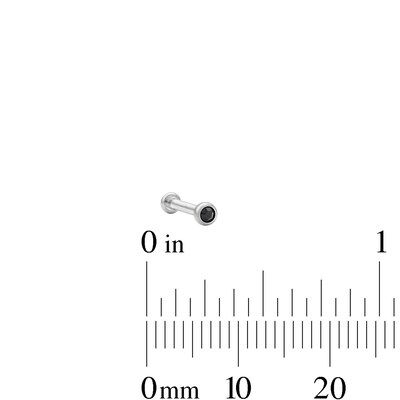 Solid Titanium Black Crystal Stud - 16G 5/16"