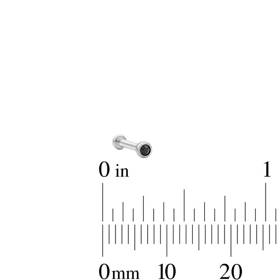 Solid Titanium Black Crystal Stud - 16G 5/16"