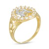 Thumbnail Image 1 of Cubic Zirconia Frame Jesus Head Ring in 10K Gold - Size 10