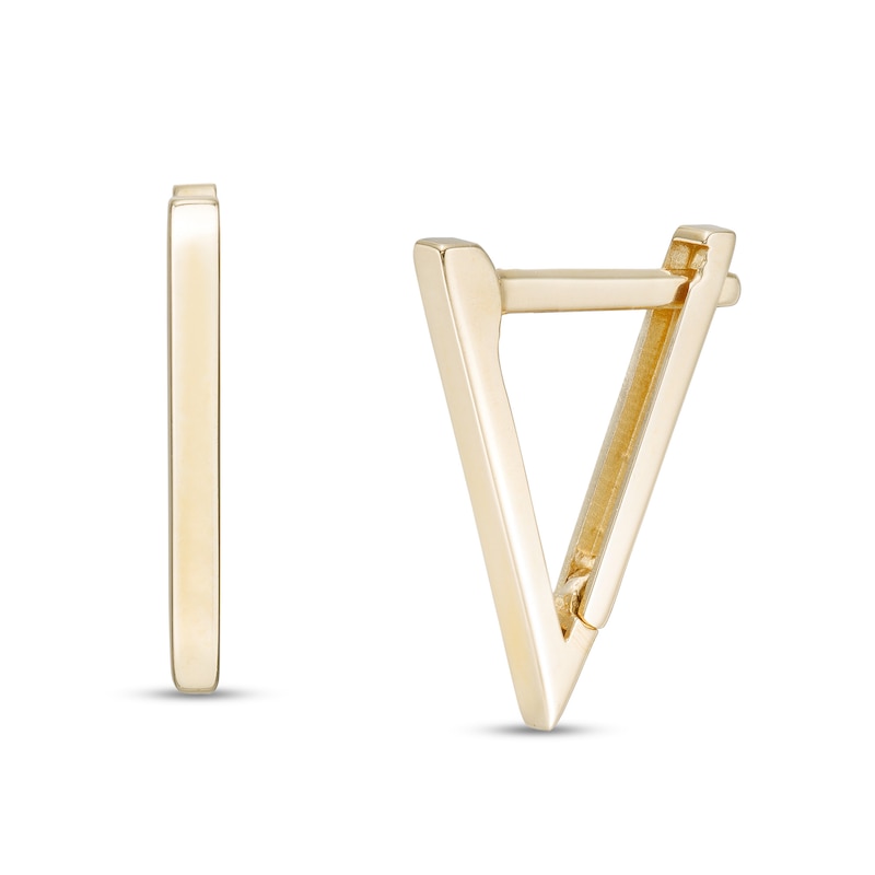 V-Shaped Profile Huggie Hoop Earrings in 10K Gold