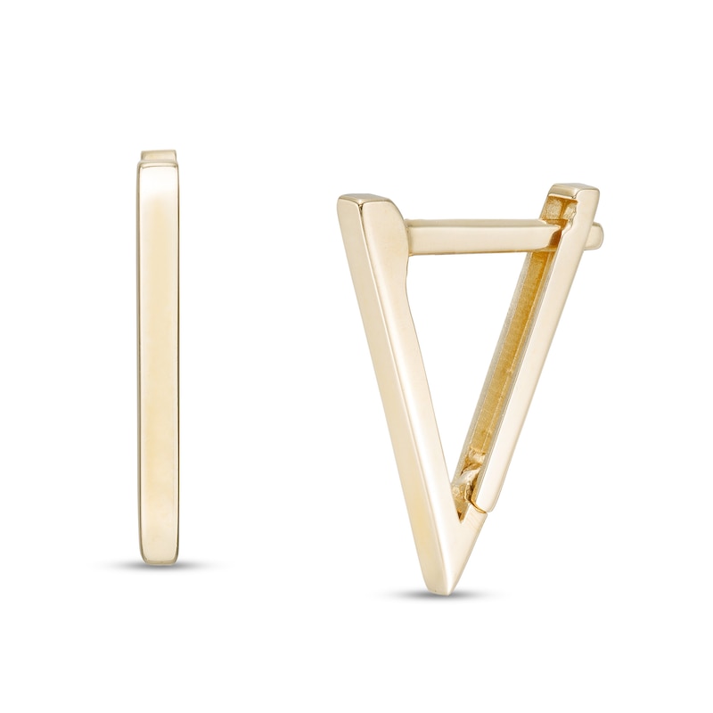 Main Image 1 of V-Shaped Profile Huggie Hoop Earrings in 10K Gold
