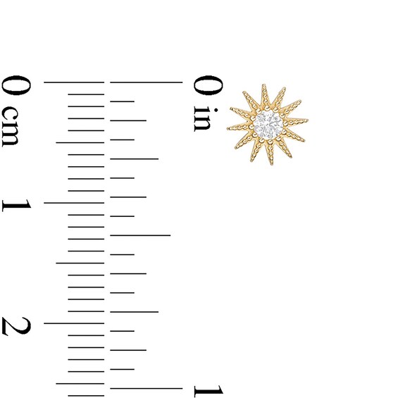 Cubic Zirconia Bead Sun Stud Earrings in 10K Gold