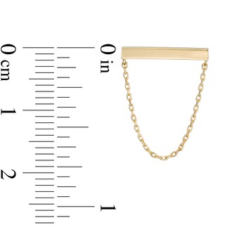 Sideways Bar with Chain Stud Earrings in 10K Gold
