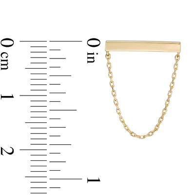 Sideways Bar with Chain Stud Earrings in 10K Gold