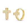 Cubic Zirconia Cross-Shape Huggie Hoop Earrings in 10K Gold