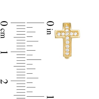 Cubic Zirconia Cross-Shape Huggie Hoop Earrings in 10K Gold