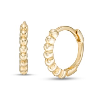 7.5mm Bead Huggie Hoop Earrings in 10K Gold