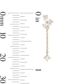 Multi-Shape Cubic Zirconia Chain Drop Earrings in 10K Gold