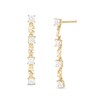 Thumbnail Image 1 of Cubic Zirconia and Diamond-Cut Square Dangle Drop Earrings in 10K Gold