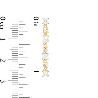 Cubic Zirconia and Diamond-Cut Square Dangle Drop Earrings in 10K Gold