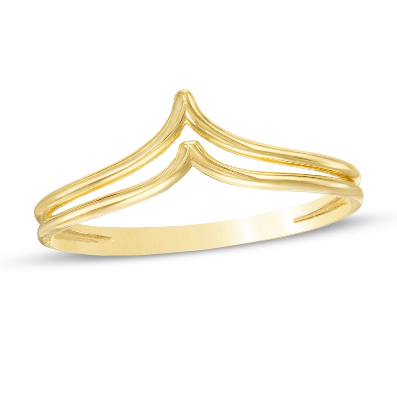 Double Row Chevron Split Shank Ring in 10K Gold - Size 7