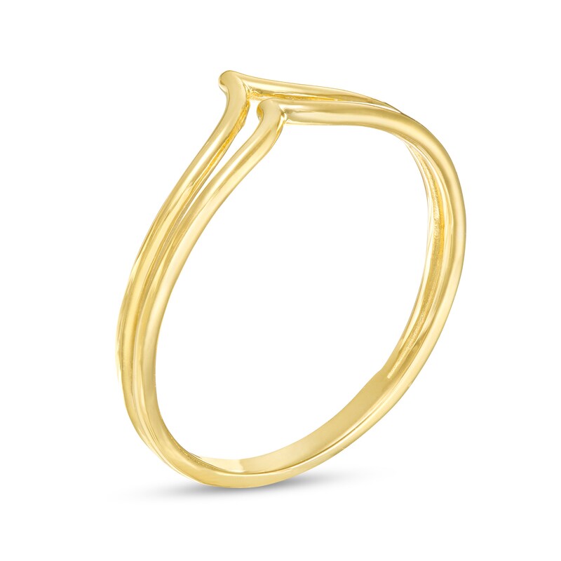 Double Row Chevron Split Shank Ring in 10K Gold - Size 7