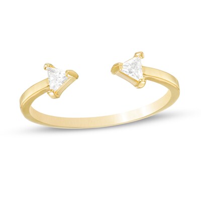 Triangle-Shape Cubic Zirconia Open Shank Ring in 10K Gold - Size 7