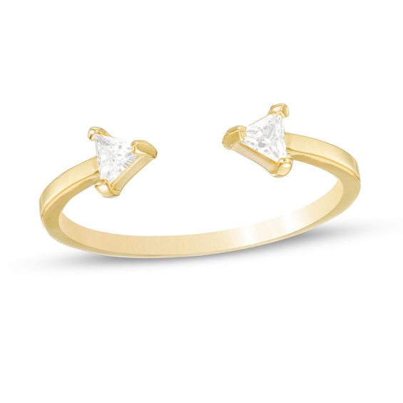 Triangle-Shape Cubic Zirconia Open Shank Ring in 10K Gold - Size 7