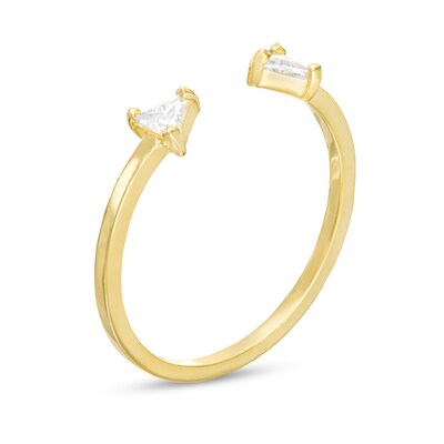 Triangle-Shape Cubic Zirconia Open Shank Ring in 10K Gold - Size 7