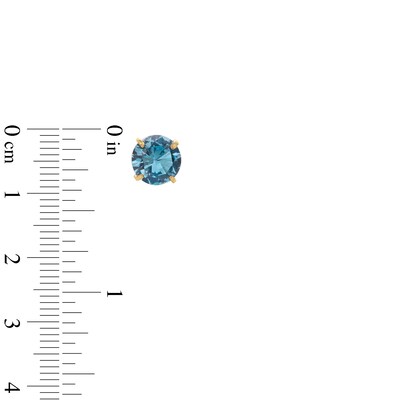 4mm Blue Cubic Zirconia Solitaire Stud Earrings in 14K Solid Gold