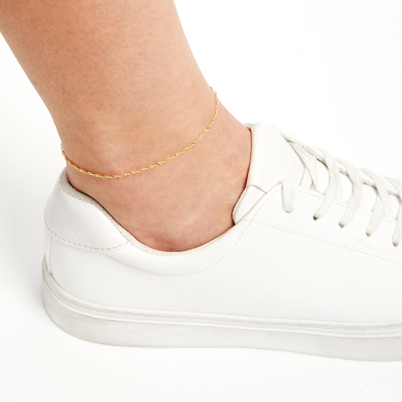 Main Image 2 of 025 Gauge Singapore Chain Anklet in 10K Solid Gold - 10"