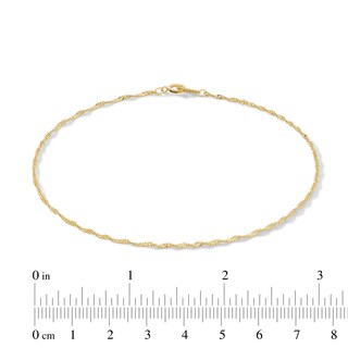 025 Gauge Singapore Chain Anklet in 10K Solid Gold - 10"
