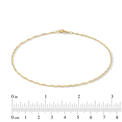 025 Gauge Singapore Chain Anklet in 10K Solid Gold - 10"