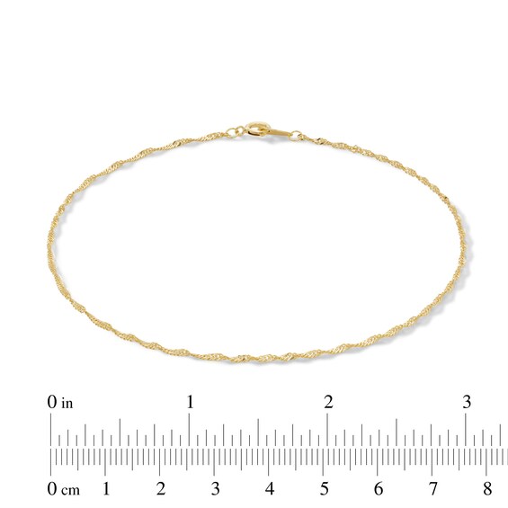 025 Gauge Singapore Chain Anklet in 10K Solid Gold - 10"