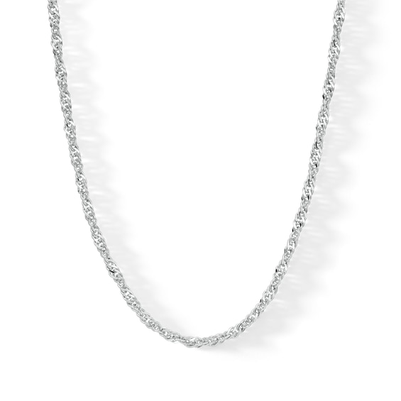 Made in Italy 060 Gauge Solid Singapore Chain Necklace in Sterling Silver - 18"