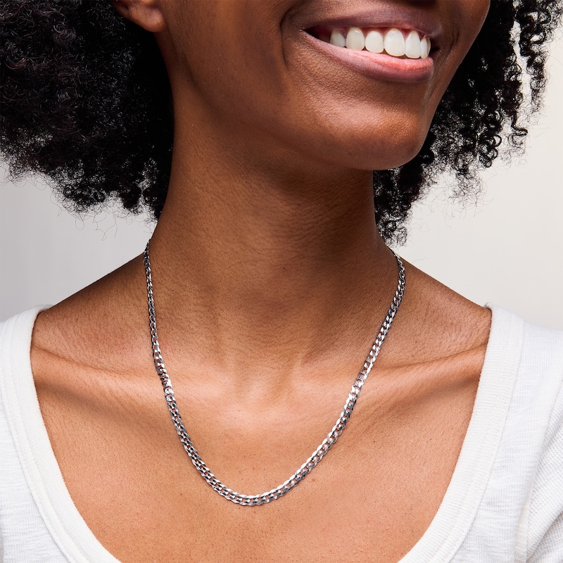 Main Image 2 of Sterling Silver Flat Curb Chain Made in Italy - 20"
