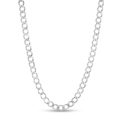 Made in Italy 120 Gauge Diamond-Cut Solid Curb Chain Necklace in Sterling Silver – 24"