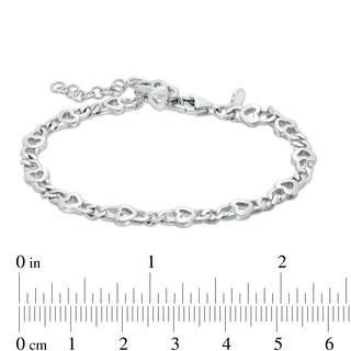 Made in Italy 210 Gauge Solid Curb Chain and Heart Outline Alternating Bracelet in Sterling Silver - 8"