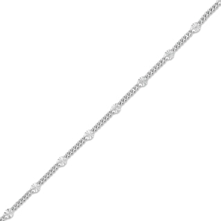 Sterling Silver Diamond-Cut Sunburst Chain Anklet Made in Italy - 9" + 1"