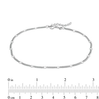 Sterling Silver Diamond-Cut Sunburst Chain Anklet Made in Italy - 9" + 1"
