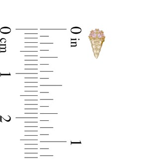 Child's Pink Cubic Zirconia Ice Cream Cone Stud Earrings in 10K Gold