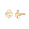 Thumbnail Image 1 of Child's Cubic Zirconia Heart-Shaped Lock Stud Earrings in 10K Gold