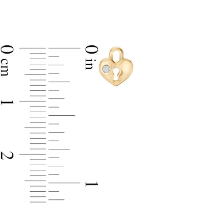 Child's Cubic Zirconia Heart-Shaped Lock Stud Earrings in 10K Gold
