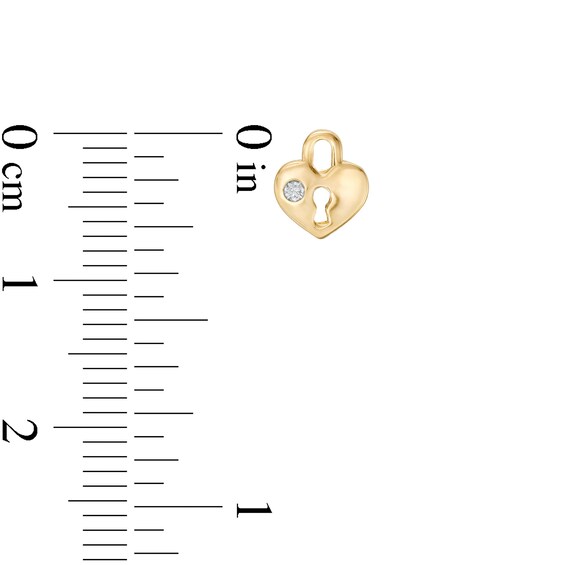 Child's Cubic Zirconia Heart-Shaped Lock Stud Earrings in 10K Gold