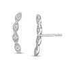 Cubic Zirconia Marquise-Shaped Frame Crawler Stud Earrings in Sterling Silver