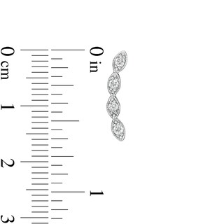 Cubic Zirconia Marquise-Shaped Frame Crawler Stud Earrings in Sterling Silver