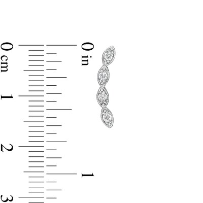 Cubic Zirconia Marquise-Shaped Frame Crawler Stud Earrings in Sterling Silver