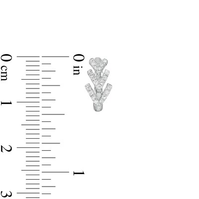 Cubic Zirconia Graduated "V" Trio Huggie Hoop Earrings in Sterling Silver