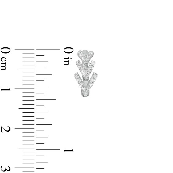 Cubic Zirconia Graduated "V" Trio Huggie Hoop Earrings in Sterling Silver