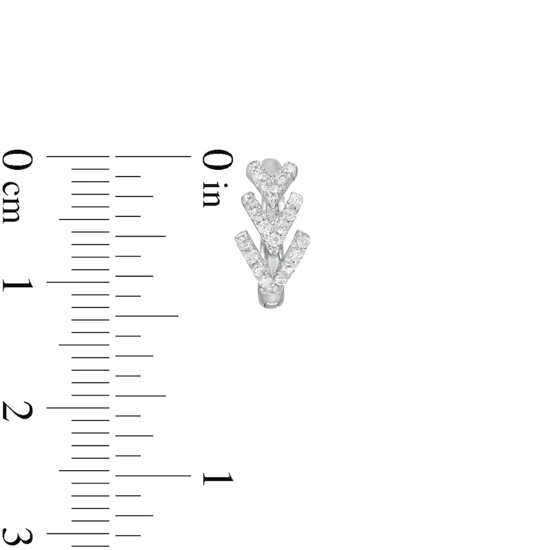 Main Image 2 of Cubic Zirconia Graduated "V" Trio Huggie Hoop Earrings in Sterling Silver