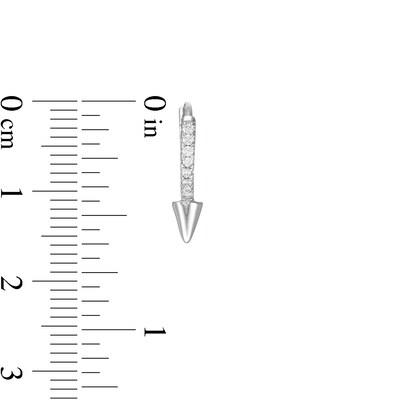 Cubic Zirconia Spike Huggie Hoop Earrings in Sterling Silver