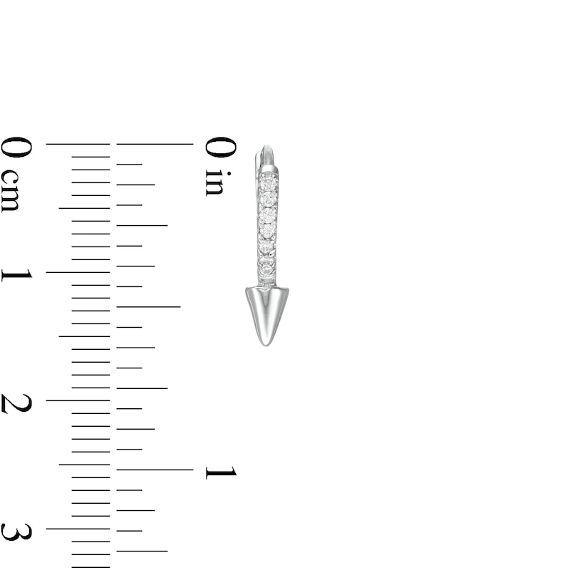 Main Image 2 of Cubic Zirconia Spike Huggie Hoop Earrings in Sterling Silver