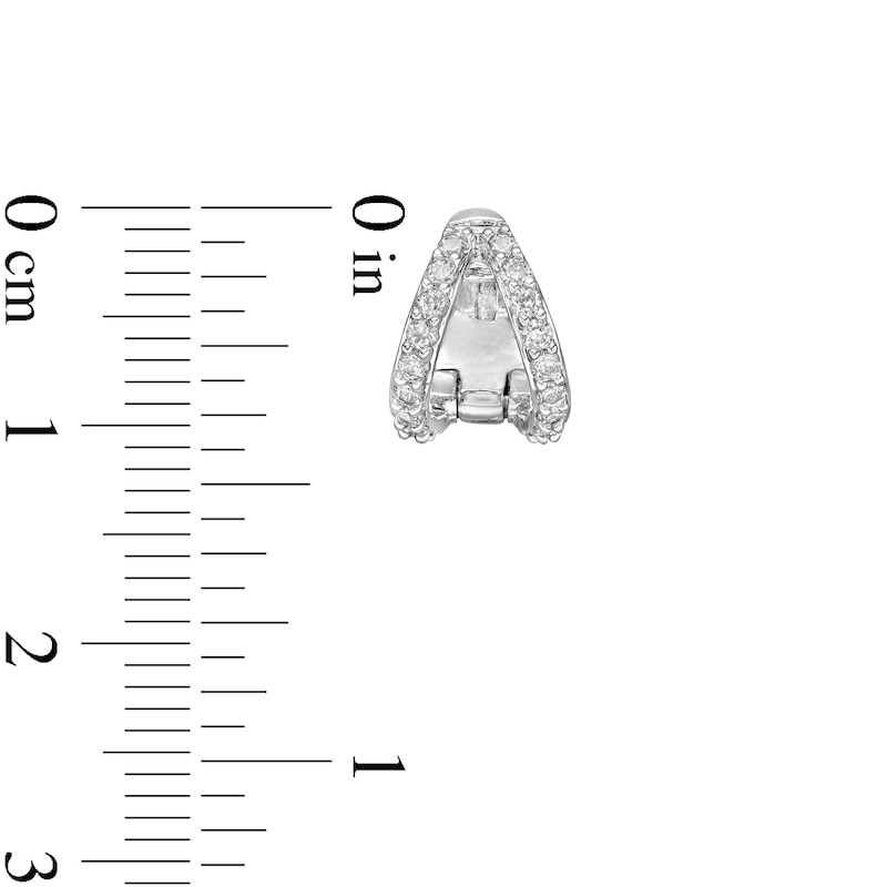 Main Image 2 of Cubic Zirconia Split Huggie Hoop Earrings in Sterling Silver